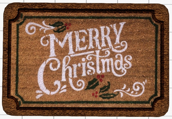 ~Confetti Time~ Welcome Mat Merry Christmas Holly