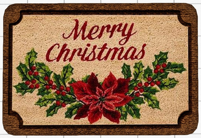 ~Confetti Time~ Welcome Mat Merry Christmas Holly 2