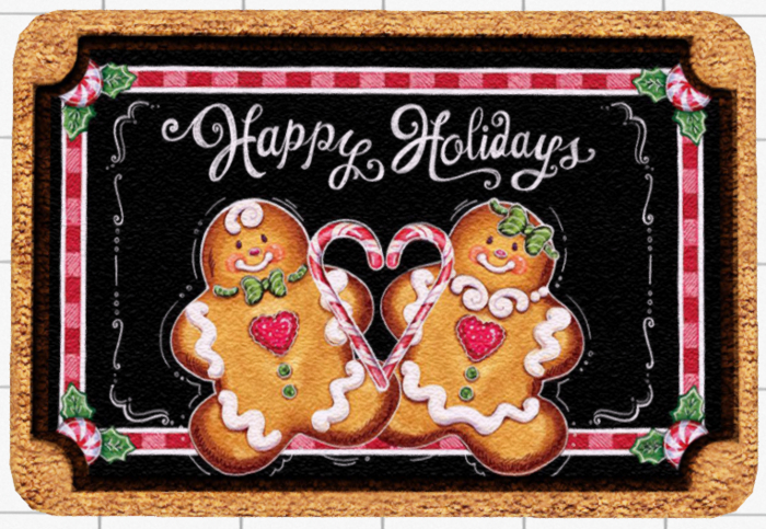 ~Confetti Time~ Welcome Mat Happy Holidays Gingerbread