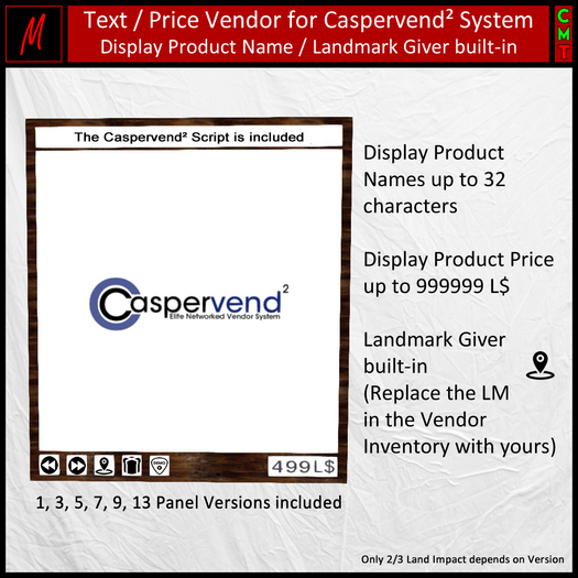 Text Price Vendor for CasperVend with LM Giver (1,3,5,7,9,11,13 Panel Version)