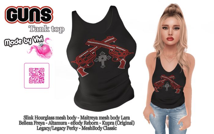Tank top Rhinestone GUNS-Vivi