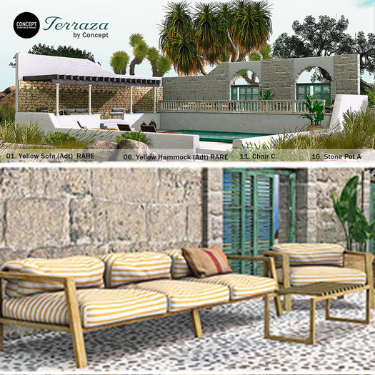 01. CONCEPT} *La Terraza. Yellow Sofa. RARE