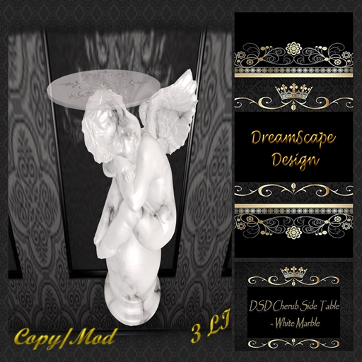 DSD Cherub Table- White Marble Boxed