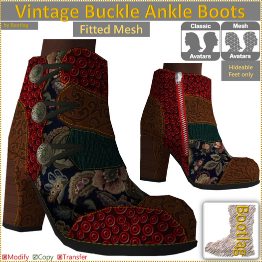 Vintage Buckle Ankle Boots
