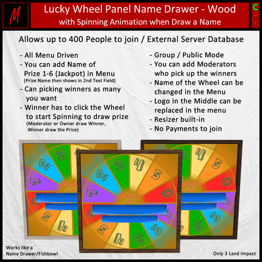Lucky Wheel - Name Drawer Panel Server (Wood Frame Pack)