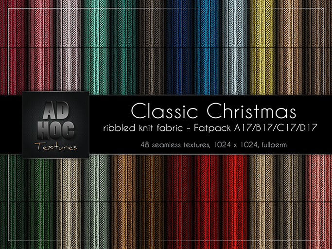 AD HOC - CLASSIC CHRISTMAS - Fatpack A17-B17-C17-D17 - Ribbled Knit Fabric (solids & stripes)