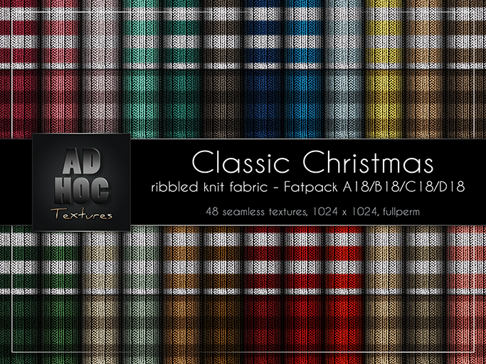 AD HOC - CLASSIC CHRISTMAS - Fatpack A18-B18-C18-D18  - Ribbled Knit Fabric (stripes)