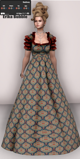 !!! Revna !!! 460 Renaissance dress Erika  Bubbles White N Rose