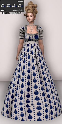 !!! Revna !!! 460 Renaissance dress Erika  Bubbles White N Blue