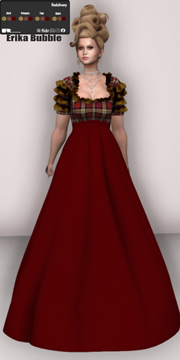 !!! Revna !!! 460 Renaissance dress Erika  Bubbles Red Tartan