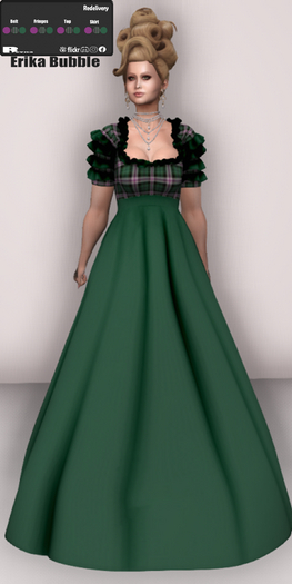 !!! Revna !!! 460 Renaissance dress Erika  Bubbles Green Tartan