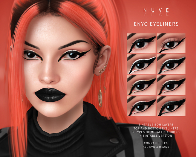 Second Life Marketplace - Nuve. Enyo Eyeliners - Lelutka Evo X BOM