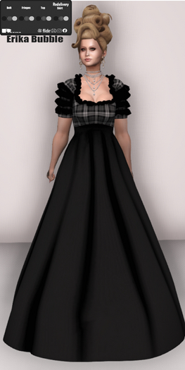 !!! Revna !!! 460 Renaissance dress Erika  Bubbles Black Tartan
