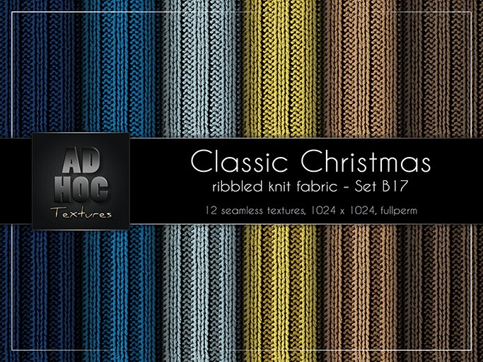 AD HOC - CLASSIC CHRISTMAS - Set B17 - Ribbled Knit Fabric (solids & stripes)