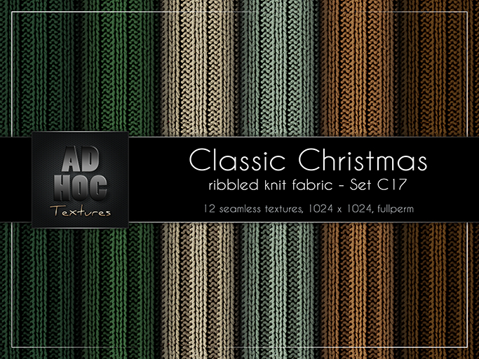 AD HOC - CLASSIC CHRISTMAS - Set C17 - Ribbled Knit Fabric (solids & stripes)