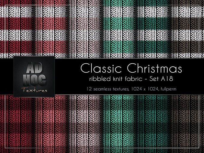 AD HOC - CLASSIC CHRISTMAS - Set A18 - Ribbled Knit Fabric (stripes)