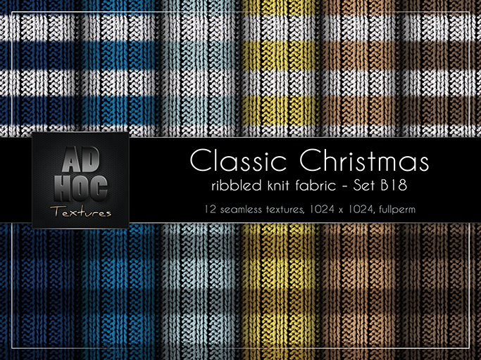 AD HOC - CLASSIC CHRISTMAS - Set B18 - Ribbled Knit Fabric (stripes)