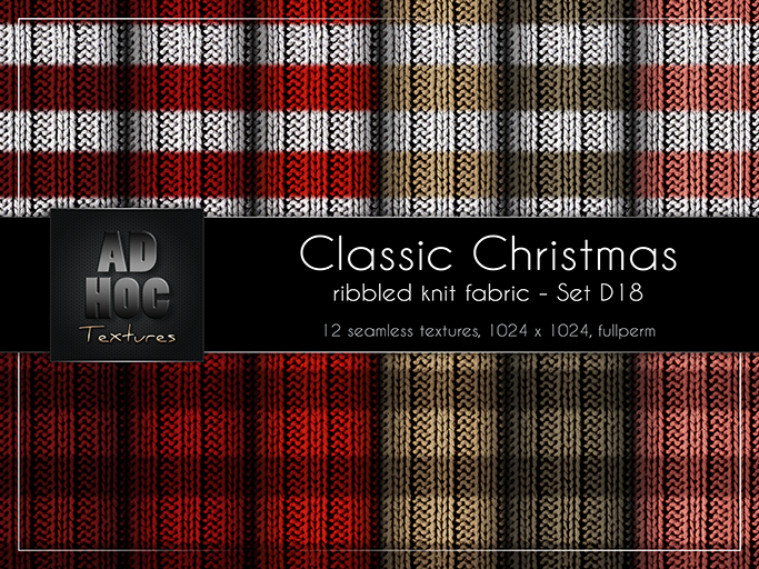 AD HOC - CLASSIC CHRISTMAS - Set D18 - Ribbled Knit Fabric (stripes)