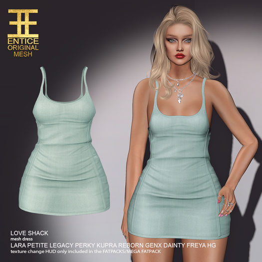 Entice - Love Shack Dress - Denim - Mint