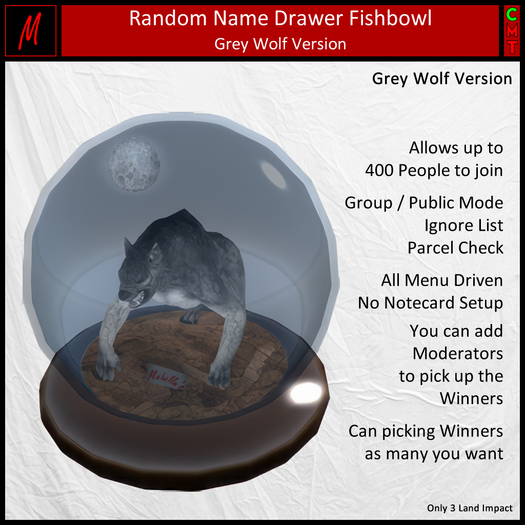 Fishbowl Raffle Name Drawer - Grey Wolf Edition
