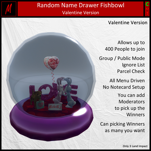 Fishbowl Raffe Name Drawer Valentine Edition