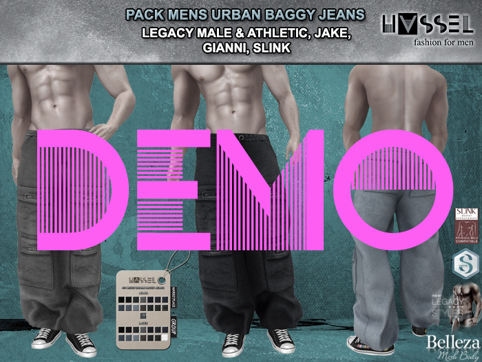 (HASSEL) DEMO MENS URBAN BAGGY JEANS LEGACY MALE, LEGACY ATHLETIC, BELLEZA JAKE, SIGNATURE GIANNI, SLINK PHYSIQUE 431