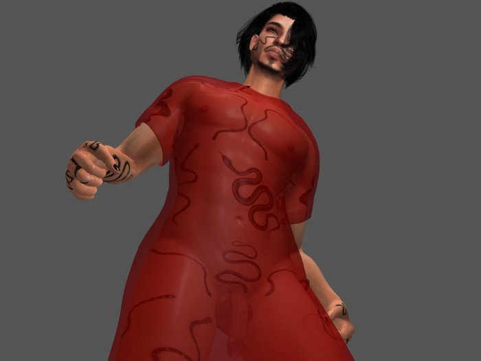 #    Male long shirt/nightdress transparent Mesh   # Red