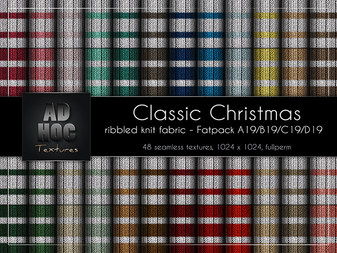 AD HOC - CLASSIC CHRISTMAS - Fatpack A19-B19-C19-D19 - Ribbled Knit Fabric (stripes)