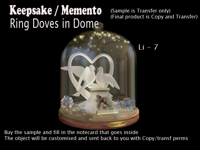Wedding Keepsake - Ring doves in glass dome