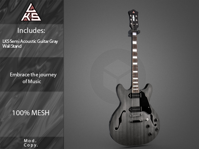 Second Life Marketplace LKS Semi Acoustic Guitar Gray