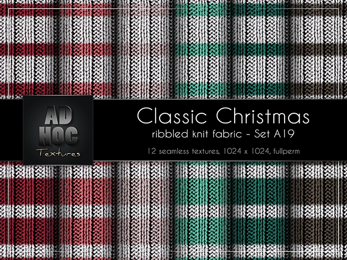 AD HOC - CLASSIC CHRISTMAS - Set A19 - Ribbled Knit Fabric (stripes)