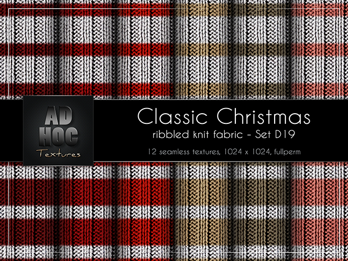 AD HOC - CLASSIC CHRISTMAS - Set D19 - Ribbled Knit Fabric (stripes)