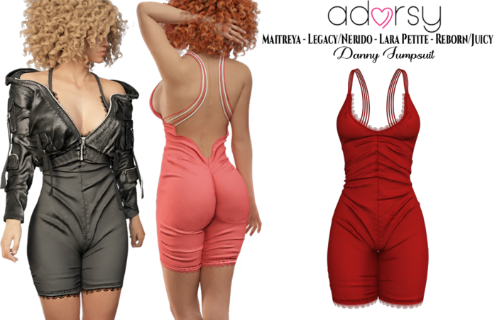 adorsy - Danny Jumpsuit Deep Red - Maitreya/Legacy-Nerido/Lara Petite/Reborn-Juicy