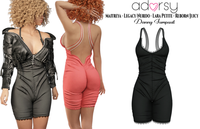 adorsy - Danny Jumpsuit Dark Black - Maitreya/Legacy-Nerido/Lara Petite/Reborn-Juicy