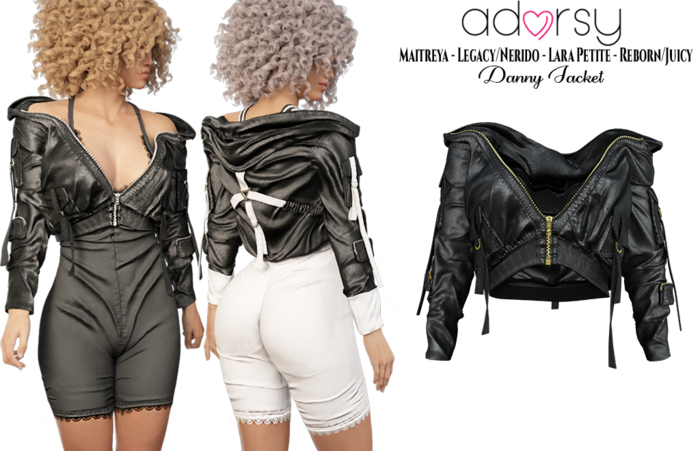 adorsy - Danny Jacket Dark Black - Maitreya/Legacy-Nerido/Lara Petite/Reborn-Juicy
