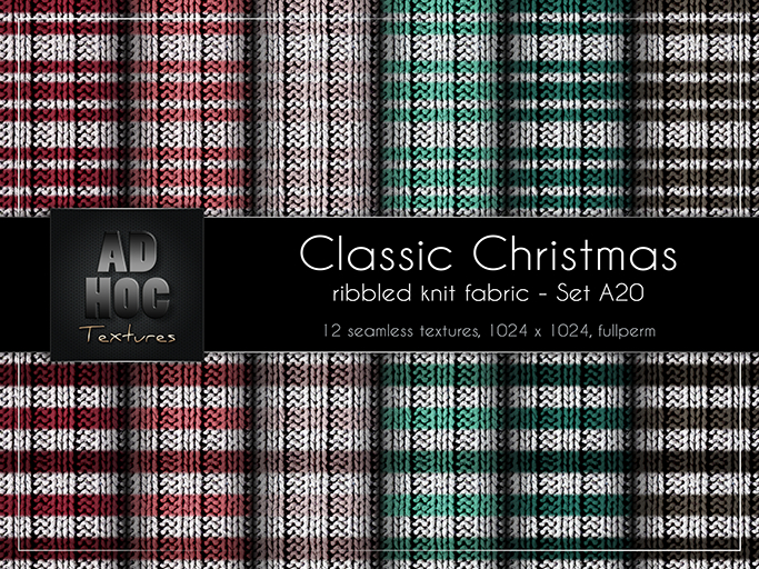 AD HOC - CLASSIC CHRISTMAS - Set A20 - Ribbled Knit Fabric (stripes)