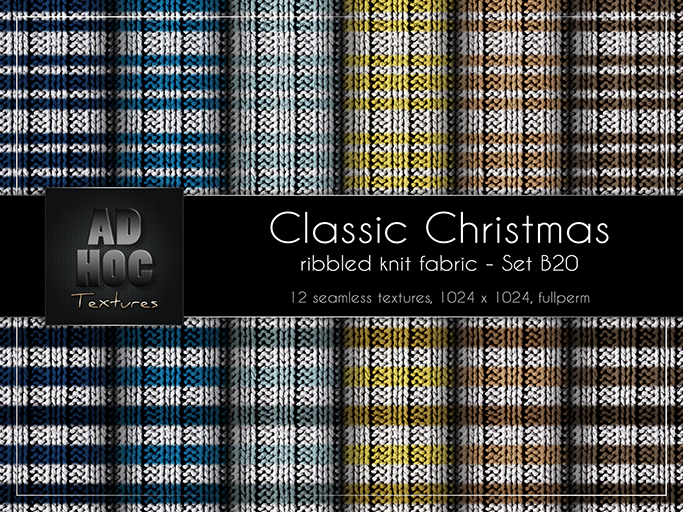 AD HOC - CLASSIC CHRISTMAS - Set B20 - Ribbled Knit Fabric (stripes)