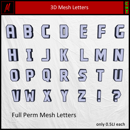 Michelle's 3D Mesh Letters (Full Perm)
