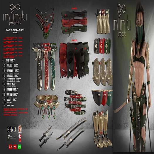 04 RARE Mercenary PANTS Black - IP -