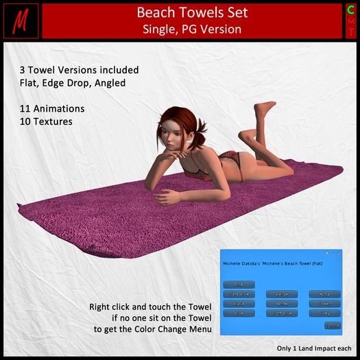 Beach Towel Set (11 Animations 10 Textures, 3 Designs) - PG