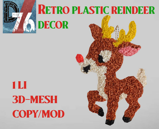 D76 - RETRO PLASTIC REINDEER DECOR