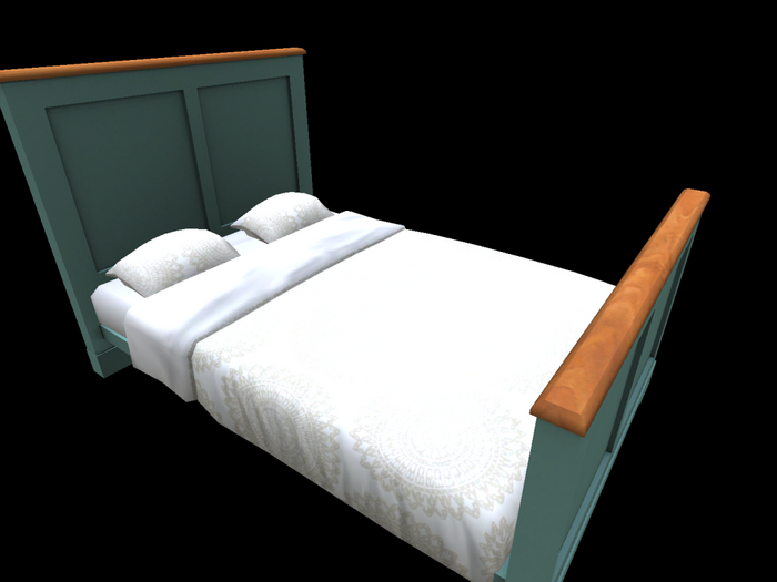 ~Bracing Chaos~ Teal & Beige Double Bed