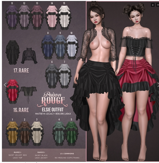 17. POISON ROUGE Elsie Skirt Black & Lace Jacket LaraX RARE