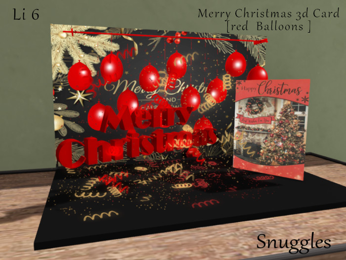 Merry Christmas 3d Card [red  Balloons ]