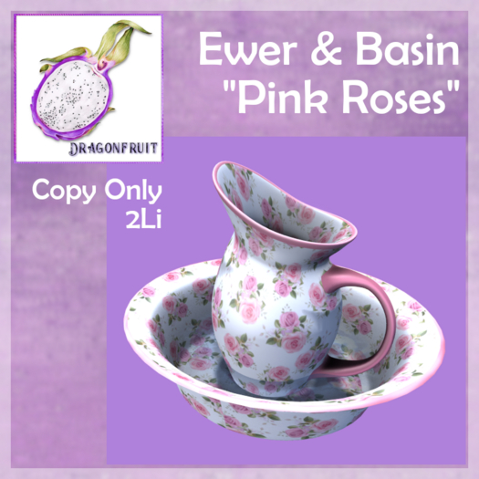 DRAGONFRUIT -  Ewer & Basin "Pink Roses"