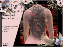 Samurai Back tattoos 4 tones
