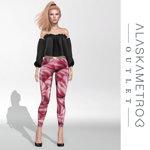a<3 Outlet "Candi" bakes-on-mesh leggings - Candycane print
