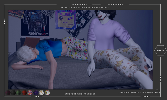 PHASE - Never Sleep Again - Sleep Pants M PRINTS