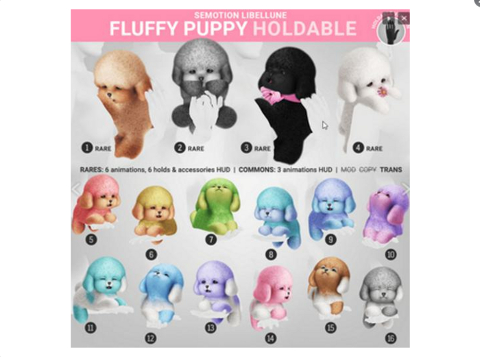 1. SEmotion Libellune Fluffy Puppy Holdable RARE
