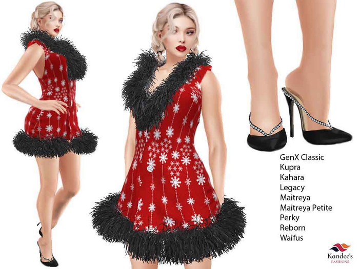 Snowflake Dress with Fur & Shoes